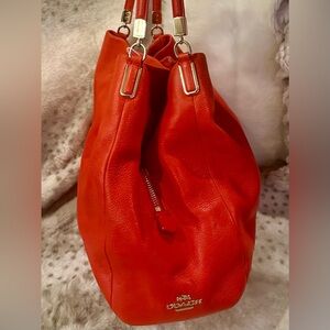 Chic Coach Red Leather Hobo Bag